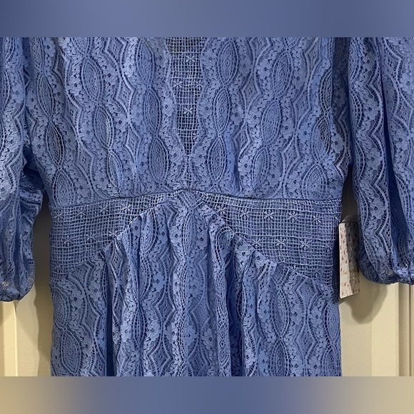 NWT Free People Blue Lace Bittersweet | Mock Neck 3/4 Dolman Sleeves Size 6 - Picture 9 of 14